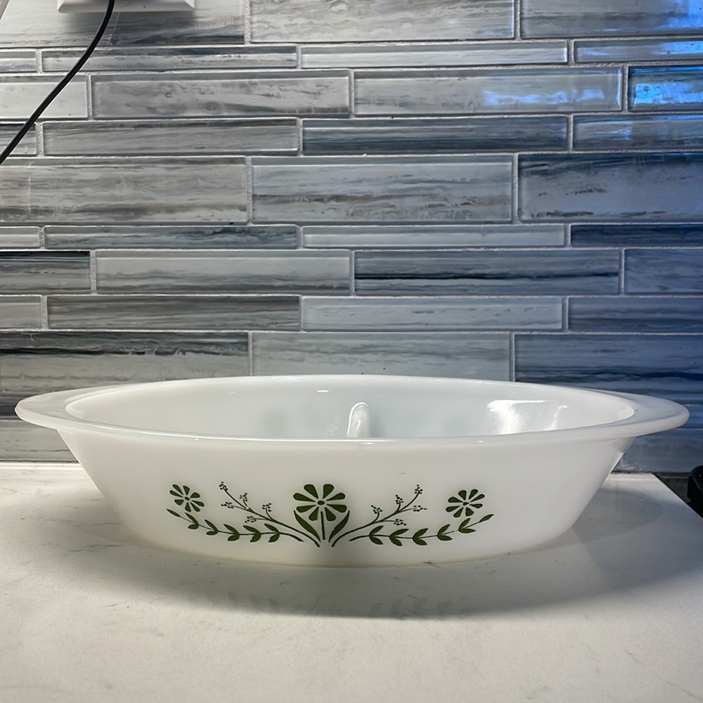 Vintage Glasbake divided casserole dish